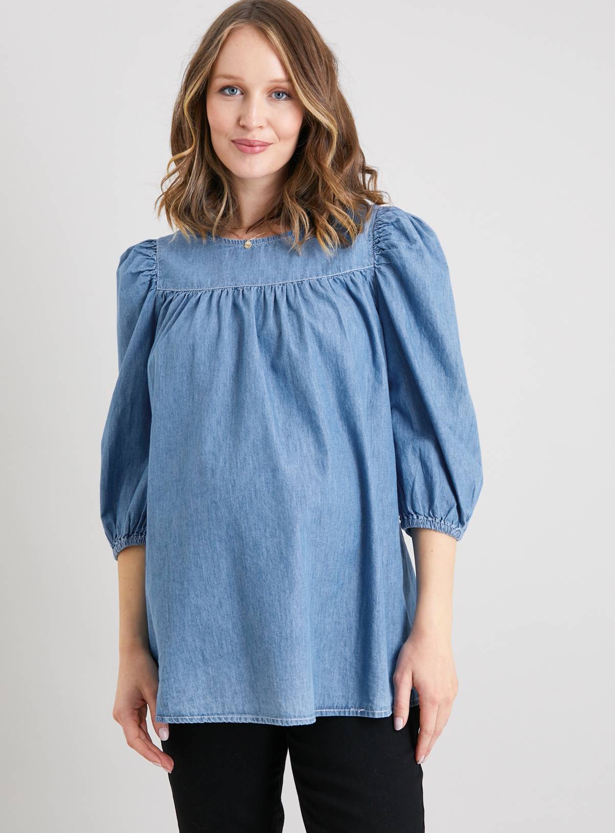 MATERNITY Blue Denim Blouse 10 - Image 1